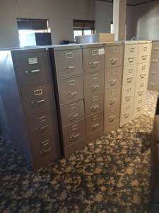 lot 1103 image: Lot of (6) Four Drawer File Cabinets