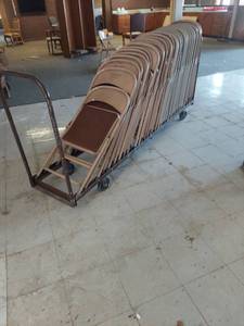 lot 1162 image: Folding Chairs Lot with Cart