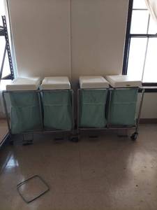 lot 1170 image: (2) Mobile Laundry Hamper Carts with Liners