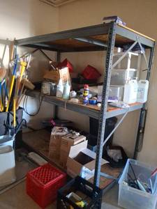 lot 1180 image: 3-Tier Metal Storage Shelving Unit - No contents