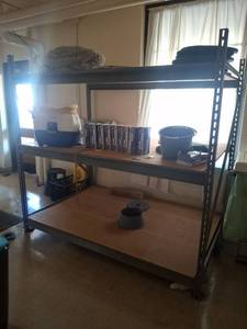 lot 1181 image: Industrial 3-Tier Metal Shelving Unit