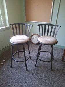 lot 1203 image: Pair of Counter Height Bar Stools - Upstairs