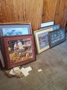 lot 1240 image: All Remaining Framed Prints in Room - Upstairs