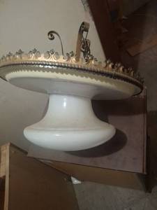 lot 1252 image: 4 Vintage Lights with Medallions and All Light Parts in Room - Upstairs