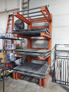 lot 1001 image: Multi-Level Industrial Material Rack with Orange Frame