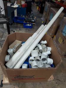 lot 1458 image: PVC Plumbing Pipe and Fittings Lot - Elbows, Tees, Couplings, Adapters