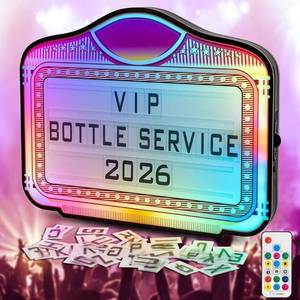 lot 7351 image: LED Bottle Presenter Sign with Custom Letters, RGB Light, Acrylic Display