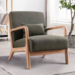 lot 7366 image: INZOY Mid-Century Modern Accent Chair with Wood Frame, Armchair (Green)