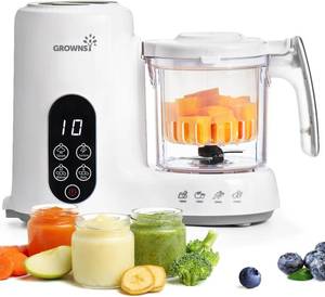 lot 7375 image: Grownsy Baby Food Maker, Steamer & Blender, White, BPA-Free, 6 Months
