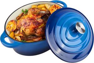 lot 7382 image: 5.5-Quart Enameled Cast Iron Dutch Oven with Lid, Oven Safe to 550 F