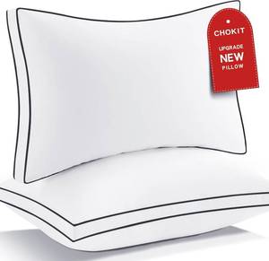 lot 7383 image: Premium Pillows Queen Size Set of 2, 7D Down Alternative Gusseted Pillow