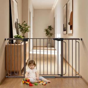 lot 7389 image: Cumbor Extra Wide Baby & Pet Gate Set, 29.7-48 Brown