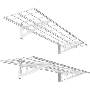 lot 7400 image: Fleximounts 12 x 48 White Garage Floating Shelves, 2 Pack