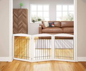 lot 7405 image: PAWLAND 72 Extra-Wide Dog Gate, Freestanding Wire Pet Gate, 30 High