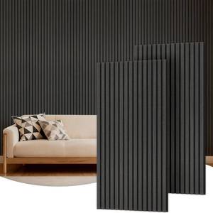 lot 7408 image: TONOR Wood Slatwall Panels, 2 Pack 47.2x23.6in, Acoustic Wall Panels, Black