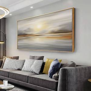 lot 7410 image: Framed Wall Art Abstract Seascape Canvas Printing, Wall Decor 30x60in