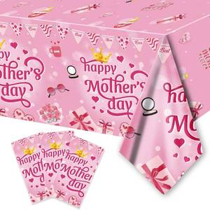 lot 7435 image: 2 Packs PARSUP 3 Pack Mothers Day Disposable Tablecloth - 108 54 in