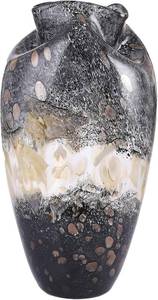 lot 7499 image: Hand Blown Smoke Glass Vase, Black Amber Vase, Round Bubble Art for Flowers