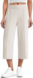 lot 7503 image: G4Free Smoofit Capri Pants for Women Wide-Leg Yoga High-Waist with Pockets XL