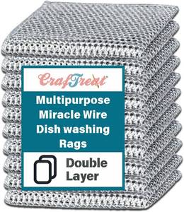 lot 7516 image: 2 Packs CrafTreat Non-Scratch Wire Dishwashing Rag, 10 Pack, Double-Layer Dishcl