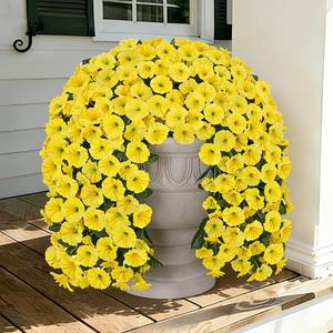 lot 7518 image: 2-Pack Silk Flowers for Outdoors UV-Resistant Yellow Morning Glory Vines