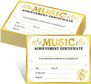 lot 7550 image: Tenare 2 Packs 100 Pcs Music Certificate Awards, Completion Certificates