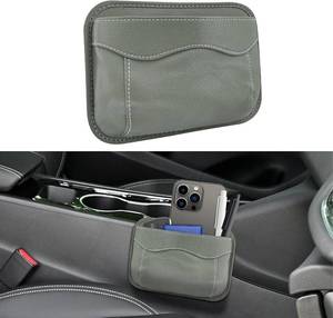 lot 7556 image: Car Seat Side Pocket Organizer, Leather Pocket Pouch for Phone (Gray)