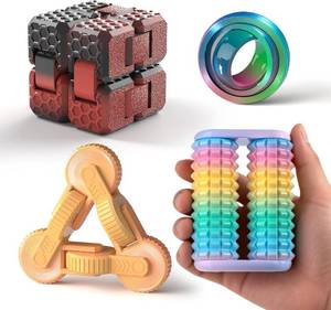 lot 7586 image: JOYBLI Handheld Fidget Toy Set (4 pcs) Infinity Cube, Spinners, Fidget Cube