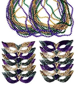 lot 7606 image: Face Mask, Beads, Necklaces - Mardi Gras Costumes by Funny Party Hats