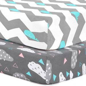 lot 7835 image: Pack and Play Fitted Sheets 2-Pack 38x26 Mini Crib Sheets, Whale Cloud Print