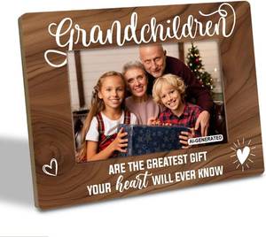 lot 7848 image: 3 Pack Grandparents Gift for Christmas 4x6 Photo Frame - Farmhouse Wooden Frame