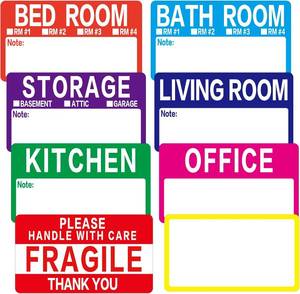lot 7863 image: 300 Count 3.5 x 2 Large Home Moving Box Labels, 7 Color-Coded, Notes, Fragile