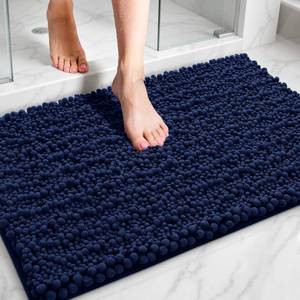 lot 7875 image: ILANGO Navy Blue 24x17 Bath Rugs, Extra Soft Chenille, Non-Slip