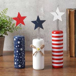 lot 7995 image: Qunclay 3 Pcs 4th of July Firework Tiered Tray Centerpieces Red White Blue