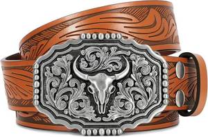 lot 7996 image: BELTROAD Cowboy Belts for Men and Women Western Leather Embossed Belt