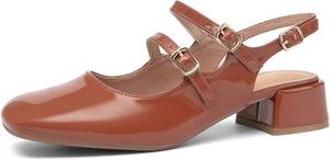 lot 8030 image: NEWBELLA Womens Mary Jane Slingbacks Block Heels Pumps Square Toe size 6