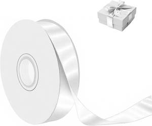 lot 8033 image: 4 Rolls White Satin Ribbon, 1 in x 50 yd, Polyester, Double-Faced, WeddingGift