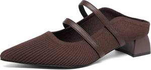 lot 7630 image: NEWBELLA Womens Pointed Toe Mules with Adjustable Strap, Low Block Heel 8