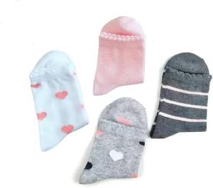 lot 7740 image: Toddler Ruffle Socks for Girls   Valentines Day Hearts Crew Socks