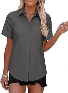 lot 7745 image: Gleeivy Womens Short Sleeve Wrinkle-Free Button-Down Shirt Dress White XL