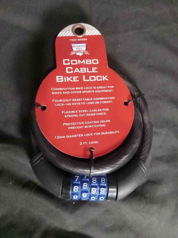 lot 6842 image: Bunker Hill Security Combo Cable Bike Lock 12mm 2 ft Item 66689