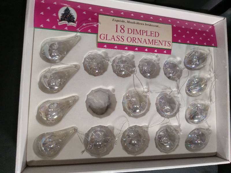 lot 60391 image: Holiday Classics 17 Dimpled Glass Ornaments