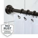 lot 36 image: Better Homes & Gardens Wave Finial No Rust 43 to 72 Adjustable Shower Curtain Tension Rod  Bronze