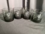 lot 6811 image: Set of 4 Irish Leprechaun Rocks Glasses with Etched Designs