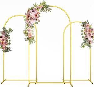 lot 9406 image: Metal Arch Backdrop Stand Set of 3 (7.2ft, 6.6ft, 6ft) Gold