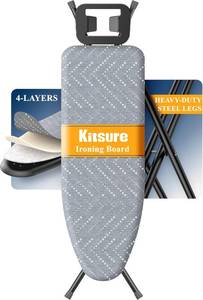 lot 9412 image: Kitsure Folding Ironing Board, Height Adjustable, 43 x 13 x 35.8in