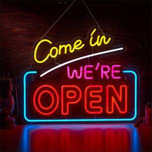 lot 9413 image: $73 Come In Were Open Neon Sign 22.8x18.9 in, 12V, Dimmable
