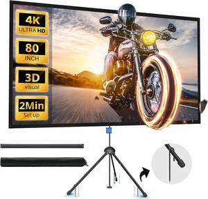 lot 9416 image: $81 Paris RH NE 80-Inch Projector Screen with Stand 169, 4K 1.5 Gain
