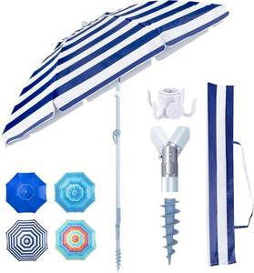 lot 9417 image: $60 Tempera Heavy Duty High Wind Beach Umbrella with Sand Anchor