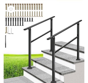 lot 9447 image: $100 SPECSTAR 2-Pack Hand Rails for 3-4 Steps, Galvanized Steel Kit